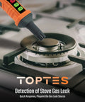 Gas Leak Detector With Dual Sensitivity For Home And RV, Audible And Visual Alarm, detecting stove gas leak on kitchen burner.
