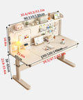 Dope Heavy Duty Manual Adjustable Standing Desk With Smooth Crank Raise And Practical Drawer Next To Perforated Pegboard, dimensions labeled.