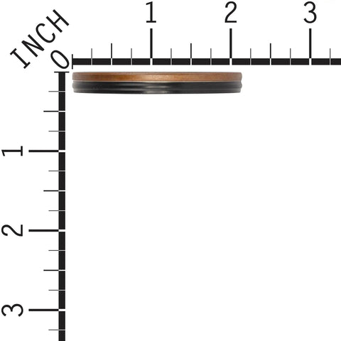 Oil Seal Replacement For Small Gasoline Engines 210000 310000 400000 440000 Replaces 791892 690947 499145 OEM Genuine Part For Lawn Mowers Tillers And Power Equipment. black rubber oil seal shown in side view with inch ruler