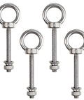Stainless Steel M6 50mm Eyebolts With Nuts And Washers Pack Of 4 For DIY Projects, Furniture, Swing Sets, And Outdoor Installations, Marine Grade Corrosion Resistant Shoulder Eye Bolts Built To Last With Easy Mounting. Pack of four M6 50mm stainless steel eyebolts with nuts and washers