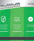 Image of 7 Terminal Ground Bar Kit for load centers and panel boards with ANSI certification details.