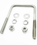 Beefy 90 Degree U Bolts Set In 304 Stainless, 3/8-16 Threaded, 2 Inch Length, 3-7/8 Inch Shank, Marine Trailer Mounting Hardware Pack