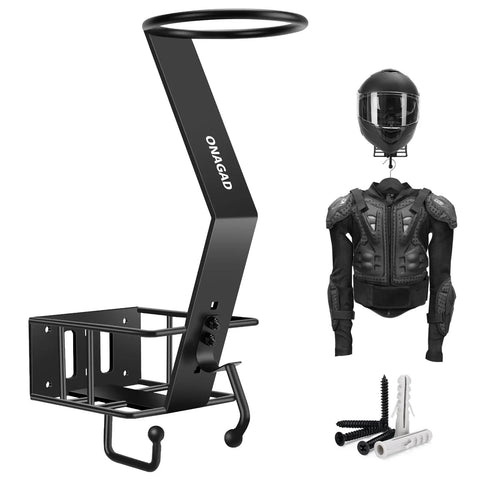 Wall Mount Helmet Rack With Gloves Tray For Motorcycle And Dirt Bike Gear, Sturdy Helmet Holder Display Hanger For Trailer Or Truck 