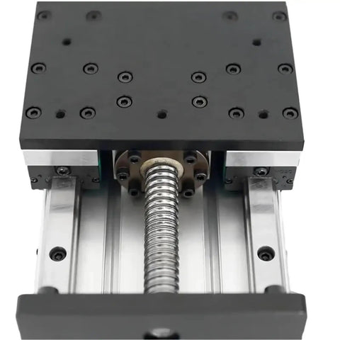 Beefy Ball Screw Linear Bearing Guide System With Double Rail Slide Mount 100mm Stroke Nema34 Motor Compatibility Manual Linear Shaft Actuator Module Table For Precise Smooth Motion, top view