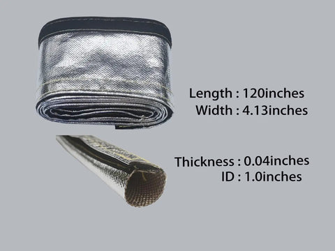 Heat Shield Sleeve For Engine Bay Built To Take The Heat 1 Inch By 10 Foot Aluminized Firewall Sleeving dimensions shown
