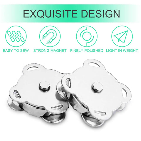 15mm Silver Magnetic Snaps with hooks, Plum Magnetic Snap Closures For Purses, Bags, And Clothing, two pieces