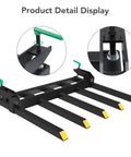 Beefy Heavy Duty Clamp On Pallet Forks Attachment detail showing adjustable clamps for Skid Steer Loaders Up To 2500 Lbs Capacity