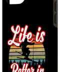 Fischertechnik Inspired Ski Trip Case For Snow Lovers And Souvenir Hunters Life Is Better In Fischertechnik Keeps Your Phone Safe While You Shred The Slopes And Flaunt That Dope Nordic Tech Style. Black two-piece polycarbonate TPU phone case with ski graphic