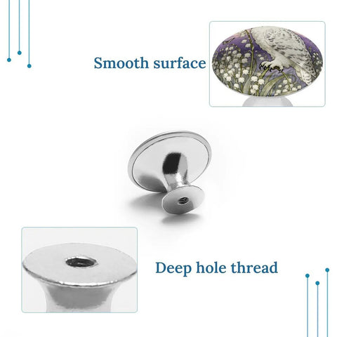 Snowy Owl Lily Valley 1.1 Inch Cabinet Knobs Set Of 2 Stainless Steel Aluminum Alloy Drawer Handles with smooth surface and deep hole thread