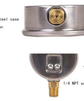 Glycerin Filled 2 Inch Dial Pressure Gauge Dual Scale 0 To 160 Psi Bar Kpa With Brass One Quarter Inch Npt Connector