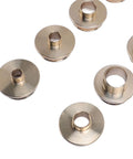 Pro Level Solid Brass Router Jig Bushing Guide Set With Snug Carry Case For Precision Woodworking And Carpentry Projects 11 Piece Kit showing brass bushings.