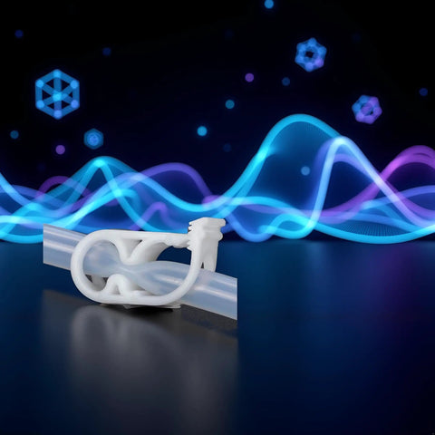 Adjustable Tubing Clamps For 0.25 To 0.5 Inch Tubing Pack Of 10 White Plastic Hose Clamps on blue background