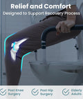 Adjustable Toilet Safety Rails For Seniors, Heavy Duty Bathroom Grab Bars With Handles 250 Lb Limit on a toilet for recovery support.
