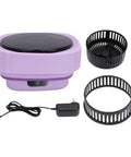 Hassle Free Mini Folding Washing Machine With Quick Ten Or Fifteen Minute Cycles And Hidden Carry Grip, compact, lavender color with accessories.