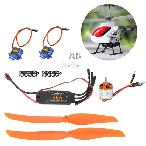 1100KV Brushless Motor With 40A ESC And Safety For RC Planes SG90 9G Micro Servo Kit with orange propellers