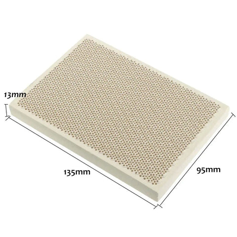Rectangle Honeycomb Ceramic Soldering Board with Stainless Steel Needles for Jewelry Making, 135x95x13mm, showing dimensions.
