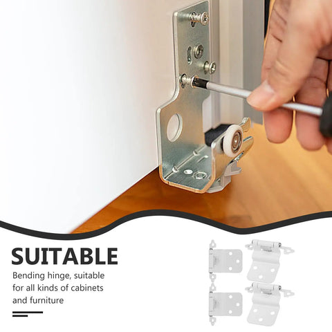 Four Pack White Powder Coated Iron Cabinet Hinges That Self Close No Slam Soft Close For Kitchen Cupboard Doors Replacement Hardware