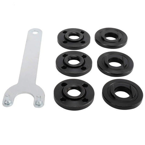 Angle Grinder Flange Wrench And Six Flange Nuts Kit 5/8-11 Fits Dewalt Makita Bosch Black Decker Ryobi Durable Steel Black