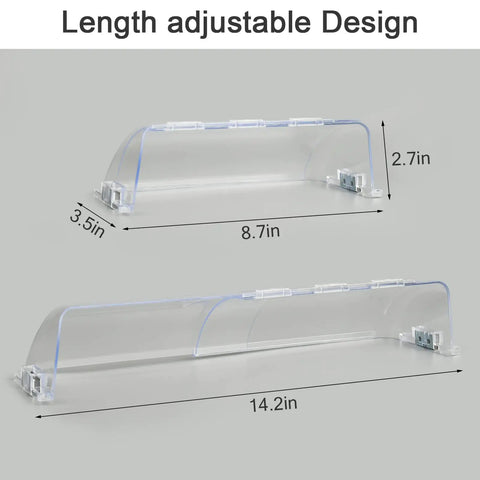 Adjustable Magnetic Vent Deflectors for Home Vents 8 to 14 Inches, showing dimensions and adjustable length for better airflow control.