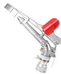 Heavy Duty Zinc Alloy Rocking Arm Sprinkler With One Point Five Inch Female Thread for Farm Watering and Industrial Cooling.