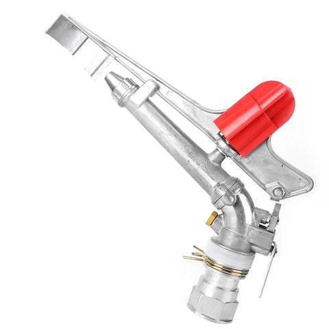 Heavy Duty Zinc Alloy Rocking Arm Sprinkler With One Point Five Inch Female Thread for Farm Watering and Industrial Cooling.