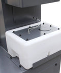 Close-up of Heavy Duty 16 Inch Vertical Metal Cutting Bandsaw With 220V Single Phase Variable Speed and base panel
