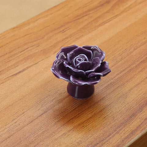 12 Pack Purple Rose Ceramic Knobs For Cabinets And Dressers Rose Flower Vintage Style Pulls With 3 Screw Sizes for decorative use