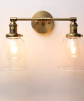 Two Light Wall Sconce With Switch Vintage Industrial Brushed Metal Fixture 5.6 Inch Bell Glass Canopy Retro Farmhouse Dual Lamp