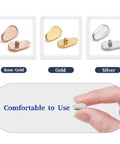 Premium Screw On Titanium Glasses Nose Pads No Sweat Anti Slip Bridge Piece That Absolutely Stays Put Ergonomic Shape Keeps Frames Snug All Day Silver Two Pack Includes Quick Install Tool displayed in silver, gold, and rose gold options.