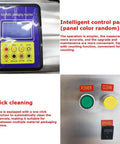Automatic Liquid Filling And Packaging Sealer With Horizontal Mixing Hopper Handles 10 To 100 ML Loads For Sauces And Drinks control panel and cleaning buttons
