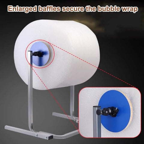 Heavy Duty Floorstanding Bubble Wrap Dispenser Built Rock Solid For Packaging showing enlarged baffles securing bubble wrap rolls.