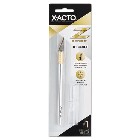 X-ACTO Z-Series #1 precision utility knife with silver aluminum handle and safety cap in package