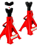 Heavy Duty 3 Ton Jack Stands With 11.22 To 16.54 Inch Adjustable Height, Double Pin Locking, Extra Rubber Pads, Sturdy Pyramid Base, 1 Pair Red