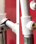 Three Pack PPR Lifting Stepped Drill Bits For Water Pipe Repair And Deburring, Titanium Coated High Carbon Steel, in action on PVC pipe