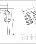 Technical drawing of Kid Safe Patio Door Loop Lock For Sliding And French Doors, Secondary Security Latch With Durable Steel Bar