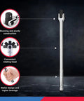 Beefy Half Inch Drive Extension Breaker Bar With 15 Inch Length Rotating Flex Head Chrome Vanadium Steel Build Drop Forged Heavy Duty Long Reach Torque Tool For Any Tough Job displayed with focus on flex head and handle details.