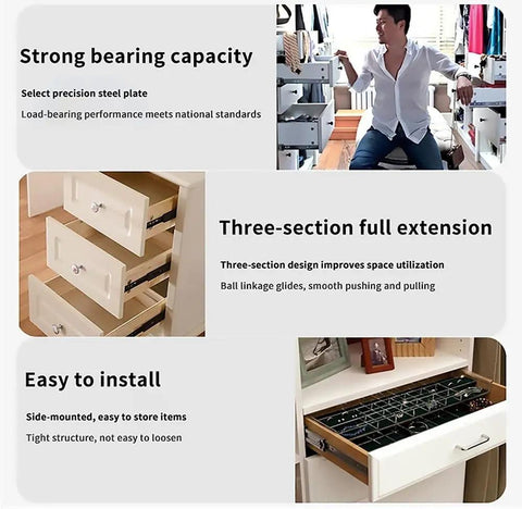 Heavy Duty Soft Close Drawer Slides With Full Extension Metal Glides Side Mount For File Cabinets 400mm 16in Black Rails