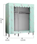 Double Door Portable Canvas Wardrobe With Hanging Rail And Shelves For Bedroom And Living Room No Fuss Setup, mint green color, 170cm tall.