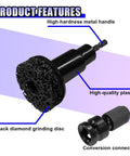 Kickass Heavy Duty Wheel Hub Cleaner Kit With Five Tough Scrub Brushes For Brake Dust And Lug Stud Degreasing, featuring diamond grinding disc.