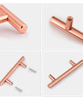 3 Inch Cabinet Handles Solid Stainless Steel Drawer Pulls Brushed Rose Gold Finish 5 Pack Euro T Bar Style hardware details