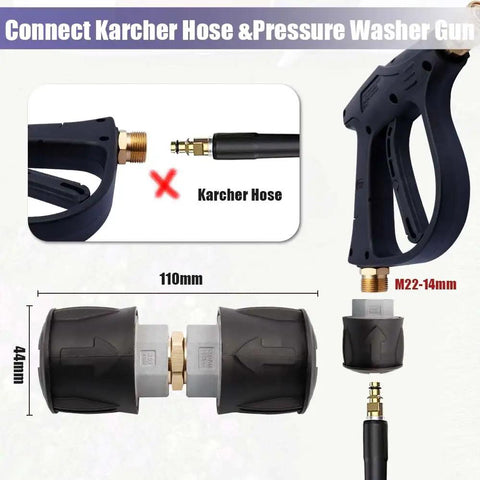 Pressure Washer Adapter For Karcher K2 To K7 M22 14mm Brass Hose Coupler Quick Connect Hose Connector for Karcher Series shown
