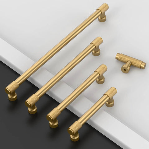Set of 10 Pack 5 Inch Champagne Bronze Knurled Cabinet Pulls for cupboards and drawers, showcasing durable zinc alloy and easy installation.