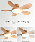 YPDJVLTI Ceiling Fans Lights 42-52Inch LED Ceiling Lamp showcasing neutral, warm yellow, and white light effects with wooden blades.