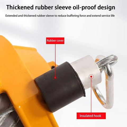 Retractable Tool Balancer With Self Locking Design, 1.5m Wire Rope, Heavy Duty Hook, Adjustable Hanging Retractor, 50-60kg Capacity, Aluminum Alloy Shell, Light Yet Tough Pro Grade Workshops close-up with rubber cover and insulated hook