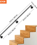 Rock Solid Six Foot Carbon Steel Staircase Handrail With Heavy Duty Wall Mounts Job Site Grade Industrial Pipe Railing supports stairs.
