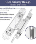 Hidden Door Hinges 6 Inch 2 Pack That Vanish In Frame Invisible Concealed Zinc Alloy 180 Degree Swing 3 Way Adjustable silver hinge set with integrated design details.