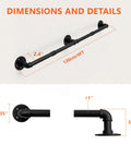 Heavy Duty Industrial Pipe Handrail For Indoor Stairs Wall Mount Metal Safety Rail Solid Staircase Grab Bar dimensions and details.