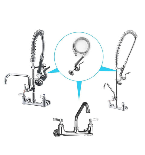 Commercial Sink Sprayer With 45 Inch Flexible Stainless Steel Hose And 1.42 GPM Pre Rinse Valve Ergonomic Handle Kit