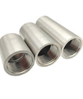 Heavy Duty 304 Stainless Steel Barrel Coupling Pipe Fitting Connector With Bspp Female Threads 1 4 To 2 Inch shown in three views.