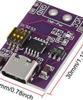 4 Pack Type C PD AFC USB PD Testing Board For Fast Charge Power Supply Change Module with purple circuit and dimensions